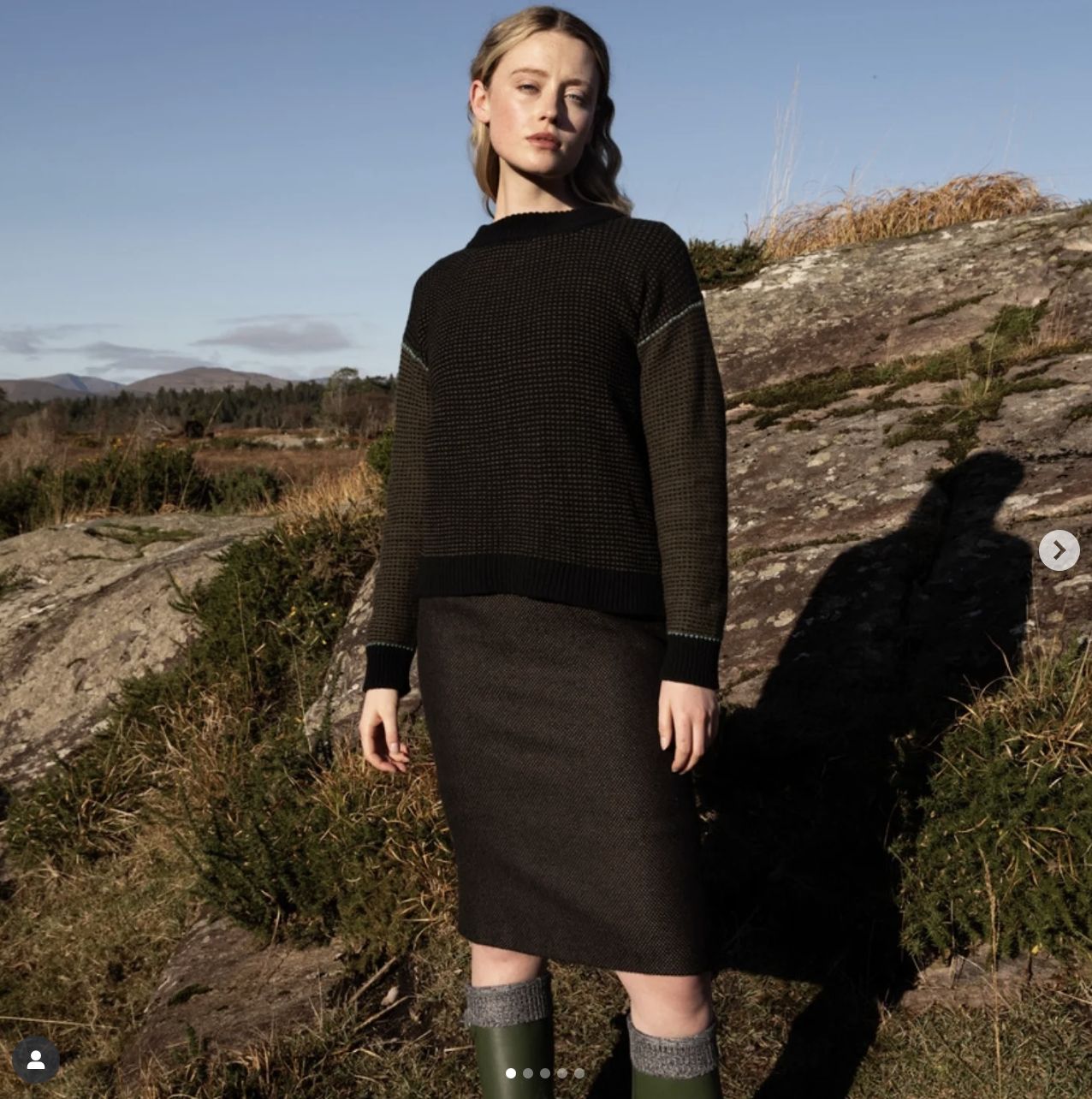 Birds Eye Stitch Crew Neck - Black Olive