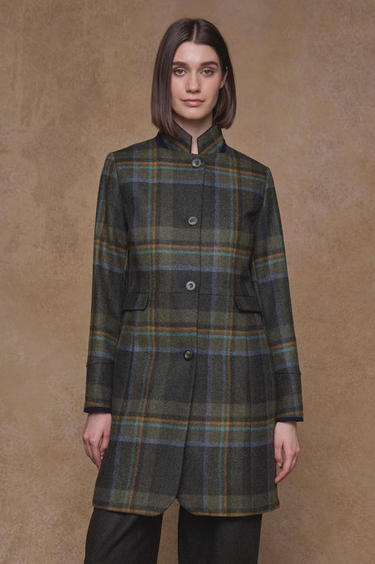 Pamela Tweed Coat - Sage &amp; Emerald Check