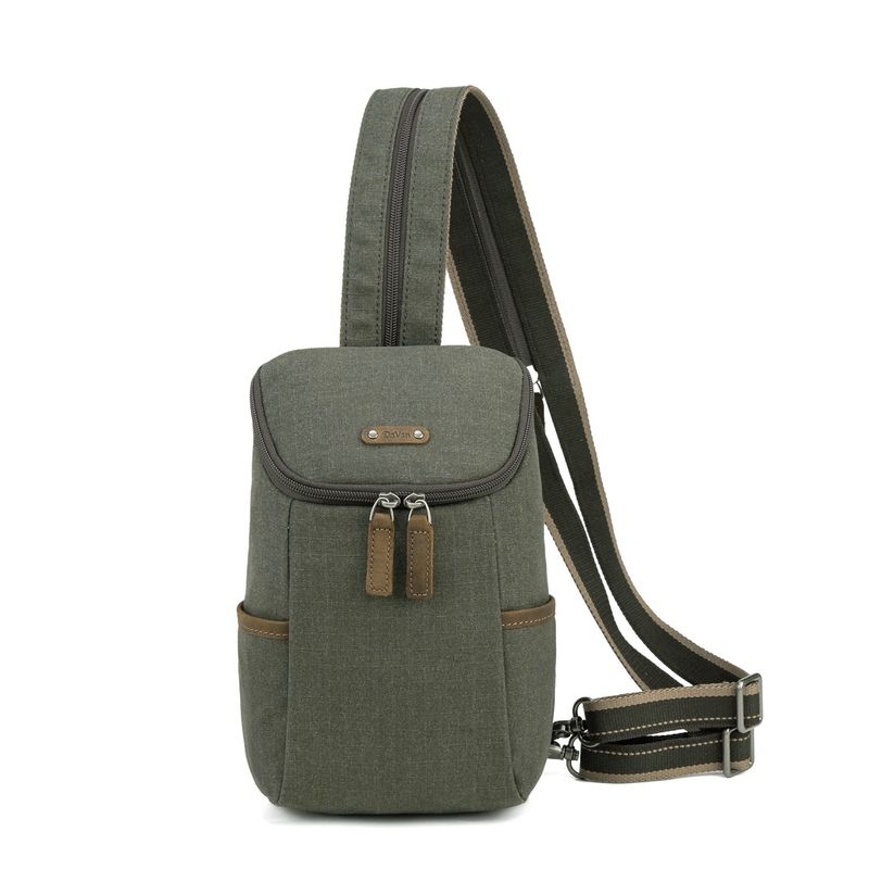 Multifunctional Canvas Sling Bag - Dark Green