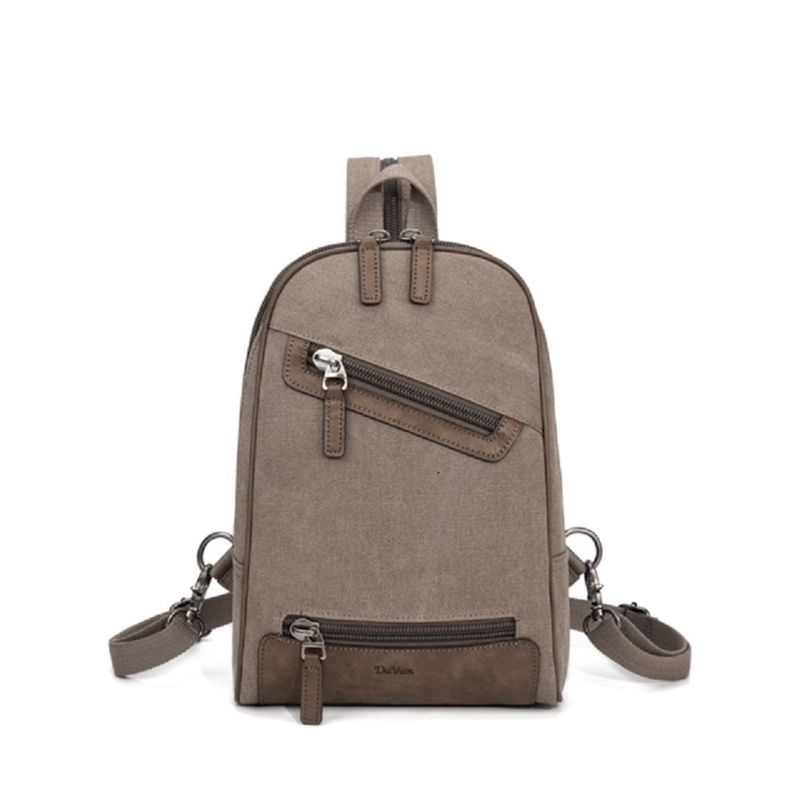 Multifunctional Canvas Sling Backpack - Khaki