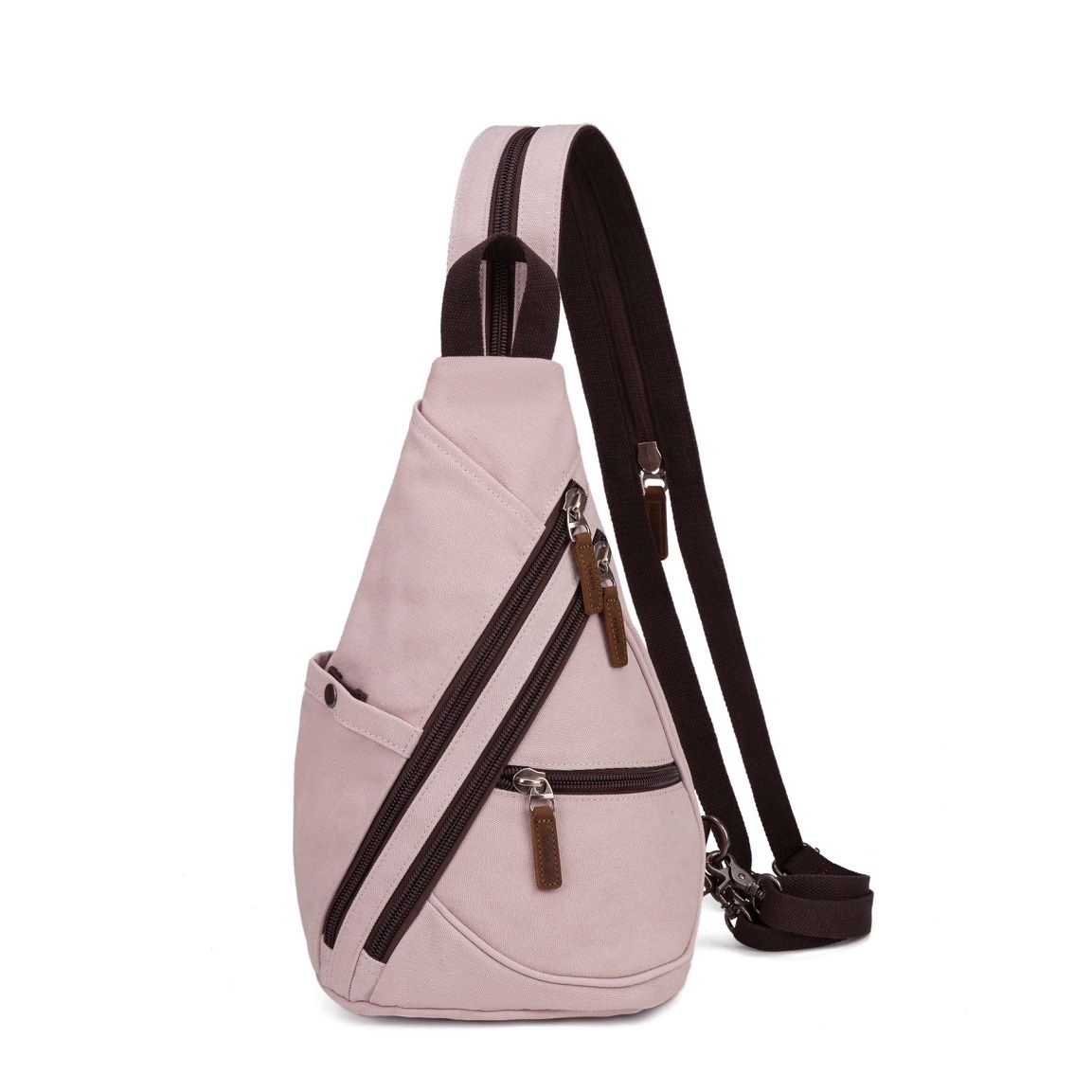 Multifunctional Canvas Sling Bag - Light Pink