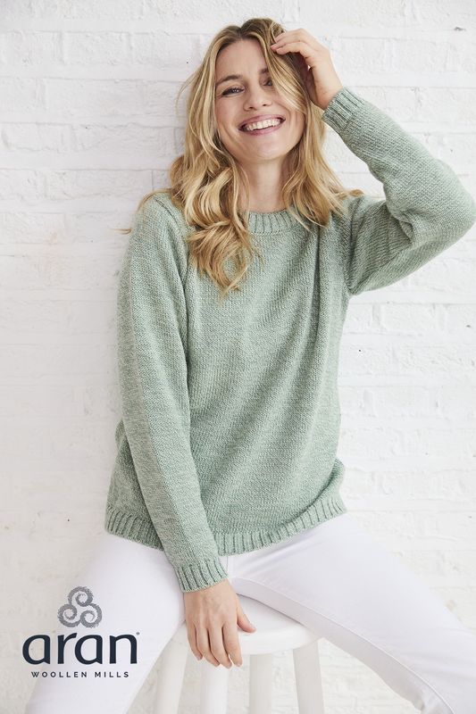 Supersoft Merino No Pattern Crewneck - Seafoam Green