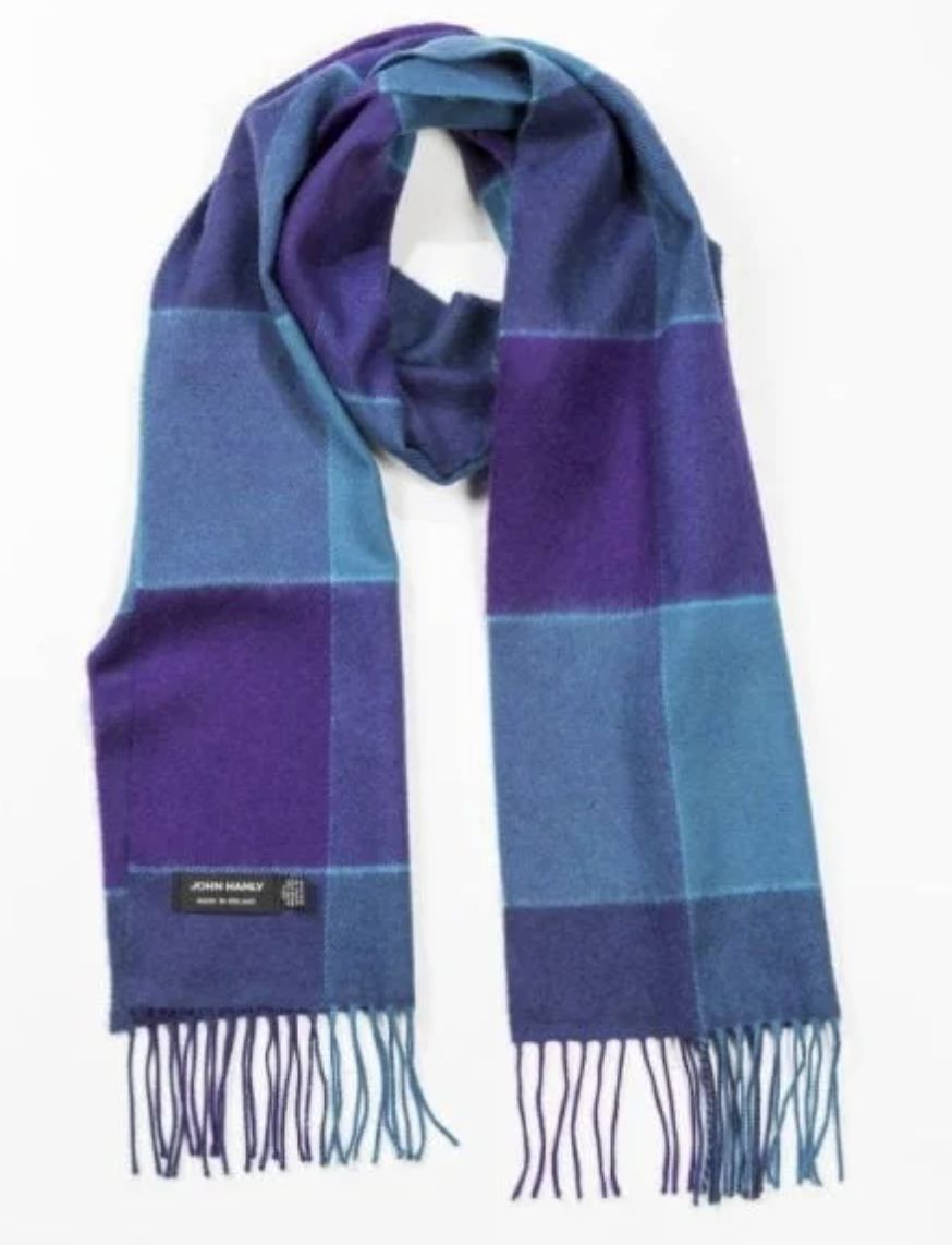 100% Merino Wool Scarf - Purple Check