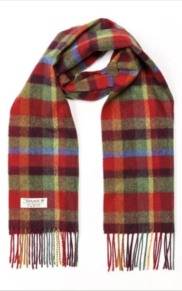 Irish Wool Scarf Short - Red and Green Check
