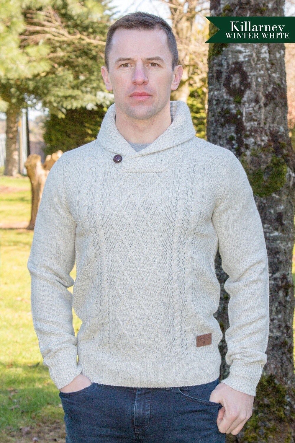 Killarney Shawl Neck - Winter White
