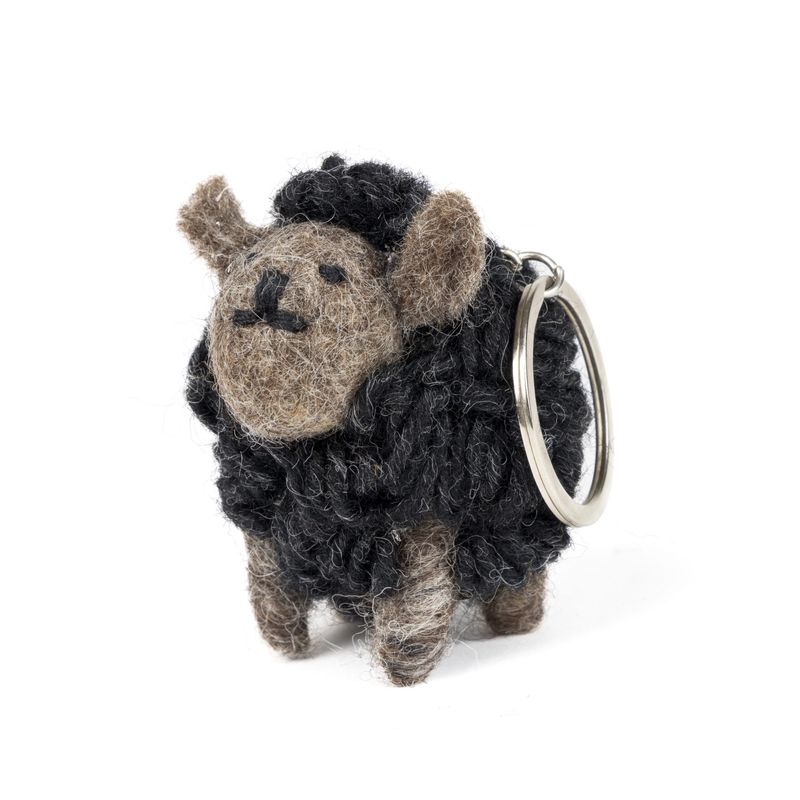 Knitted Sheep Keyring - Charcoal
