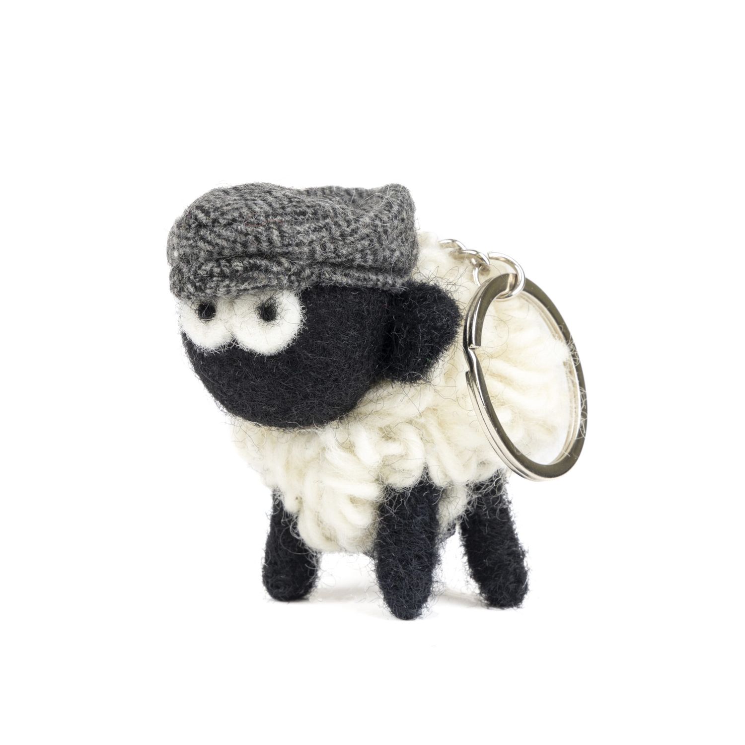 Knitted Sheep Keyring - Sherlock Hat Grey