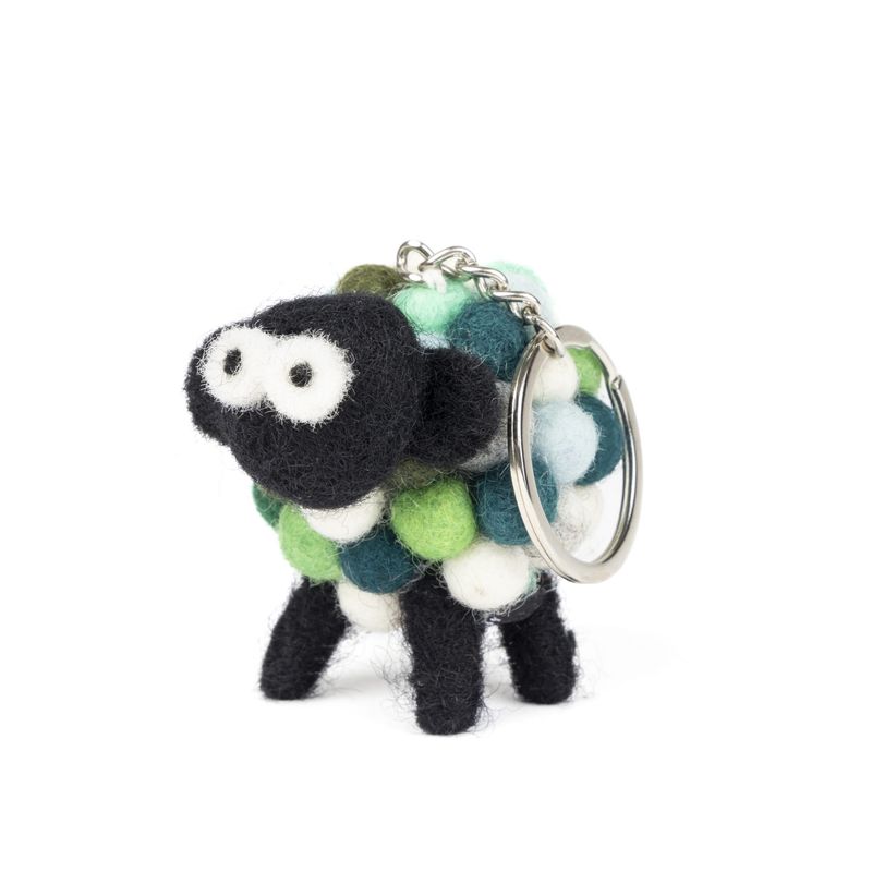 Knitted Sheep Keyring - Multi Green