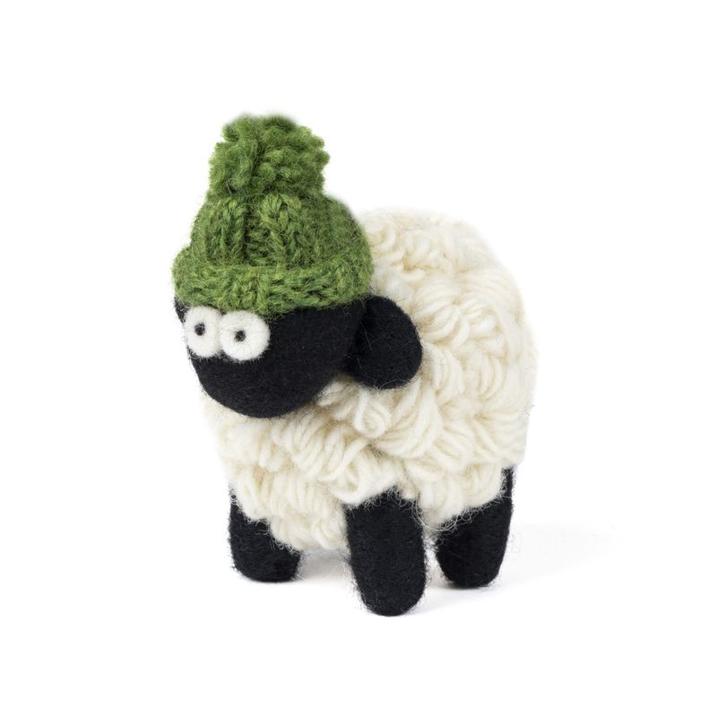 Knitted Sheep Collectible - Large Green Hat