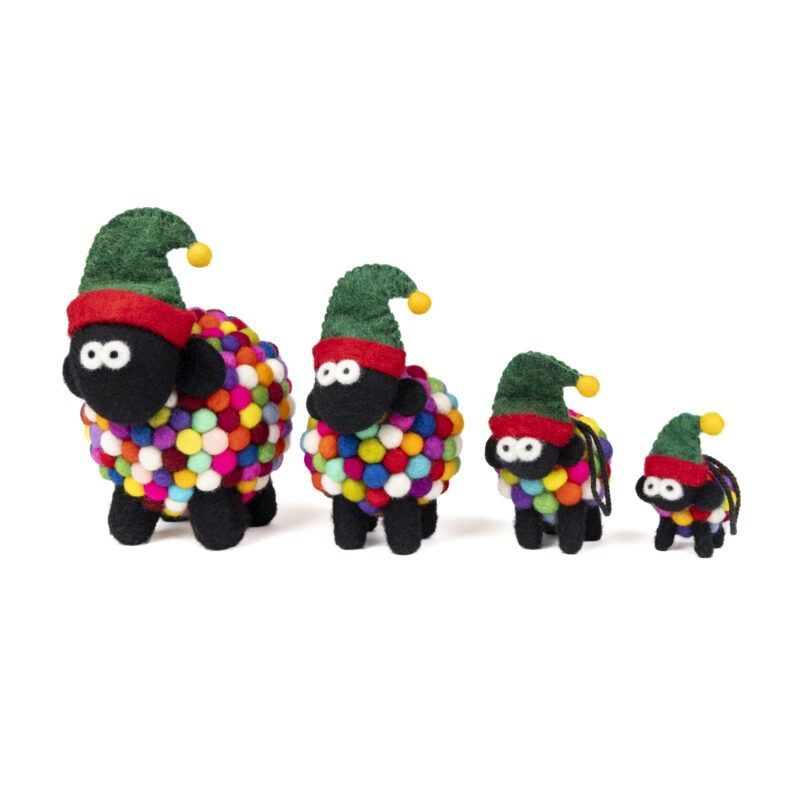 Knitted Sheep Collectible - Small Elf Hat