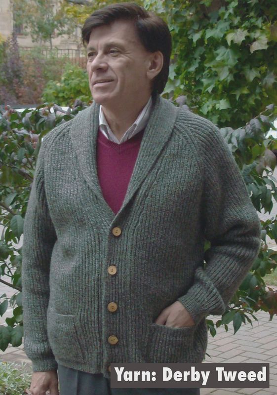 Hand-Knit Shawl Neck Cardigan