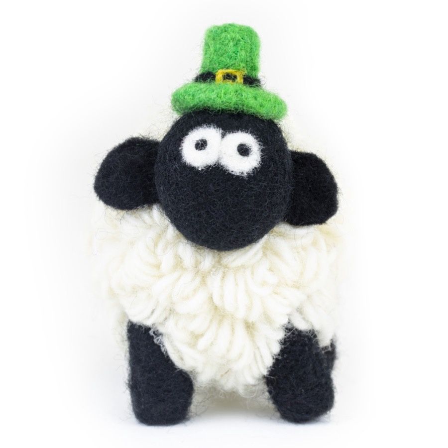 Knitted Sheep with Leprechaun Hat