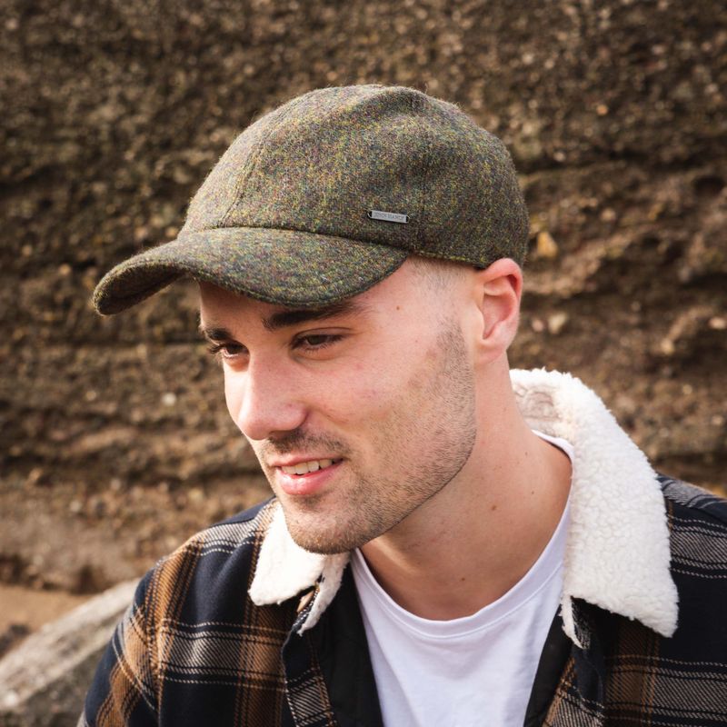 Tweed Baseball Cap with Ear Flaps - Loden Rust