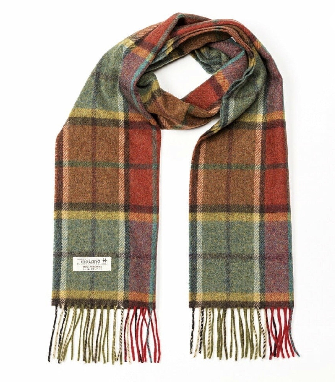 100% Lambswool Scarf  -  Autumn Mix Check