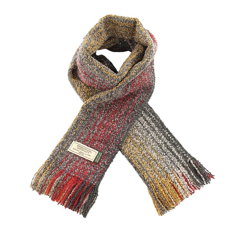 Merino Wool &amp; Cashmere Skellig Scarf - Red Grey V50
