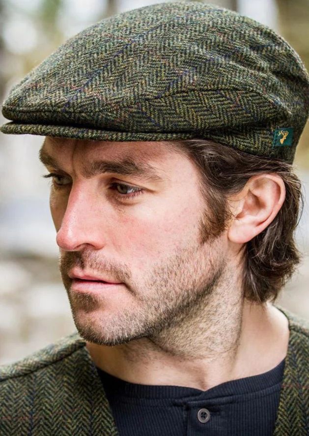 Trinity Cap - Green Herringbone-Col.27, Size: S