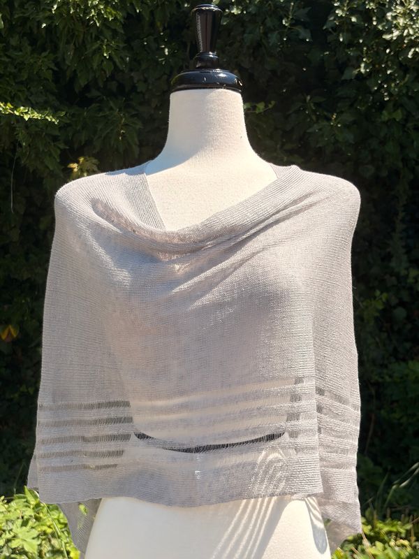 100% Linen Poncho - Light Grey
