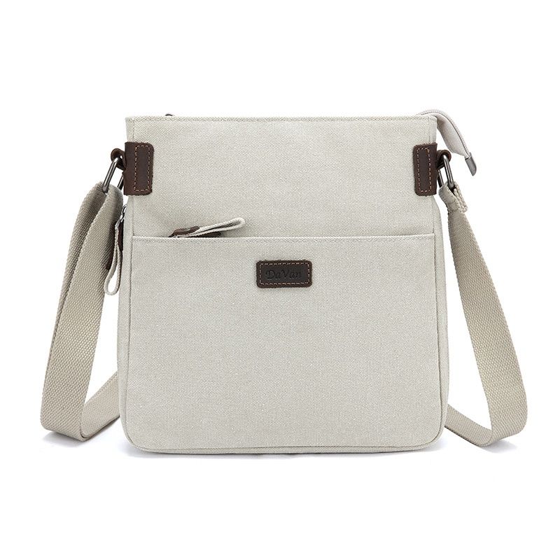 Small Cross Body Canvas Bag, Colour: Cream, Style: SB609