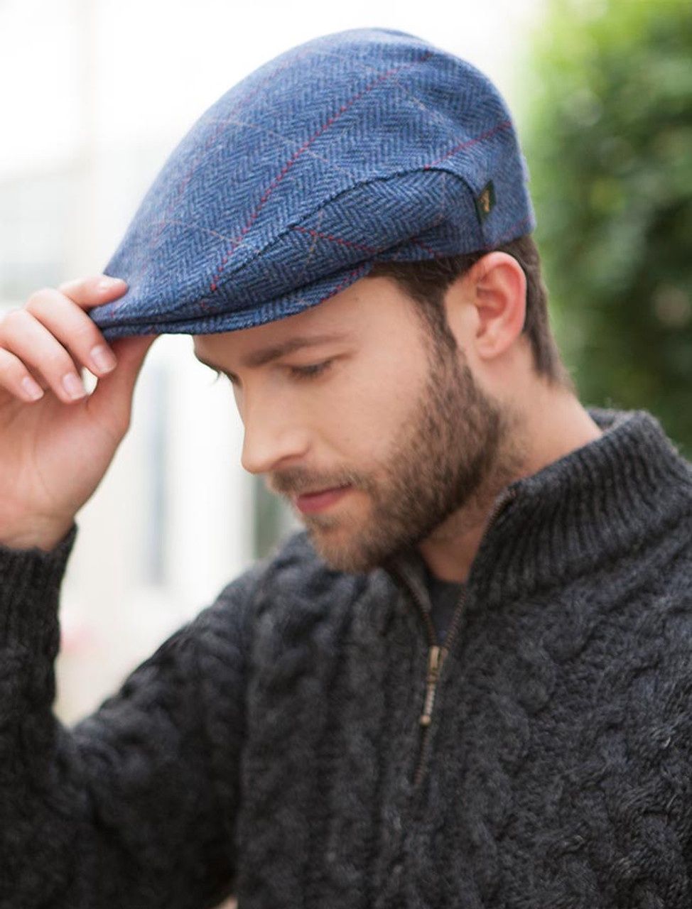 Trinity Cap - Blue With Red Herringbone- Col.110, Size: S