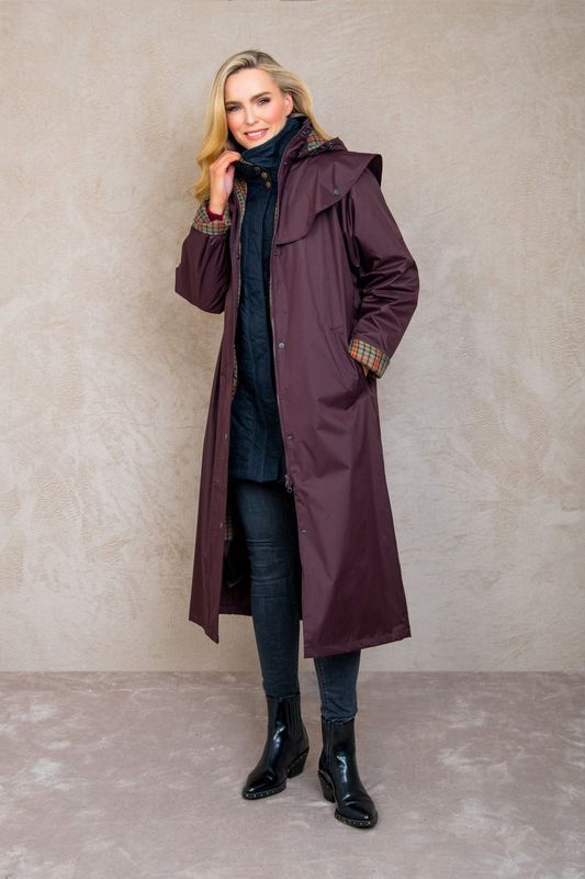 Malvern Long Raincoat - Deep Claret