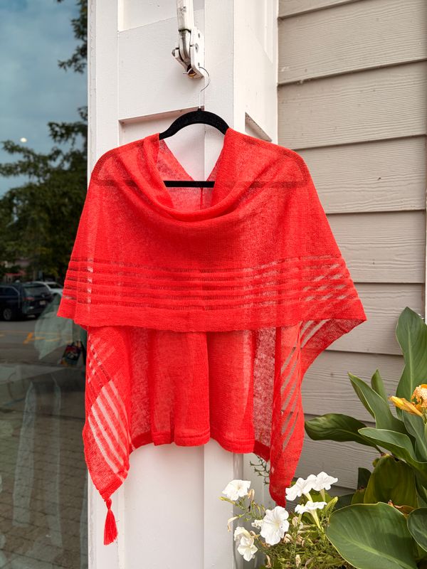 100% Linen Poncho - Pumpkin