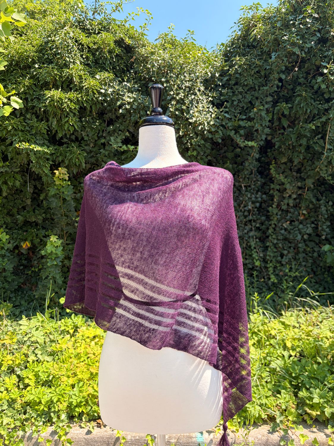 100% Linen Poncho - Plum