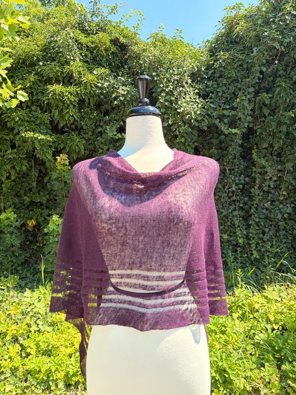 100% Linen Poncho - Plum