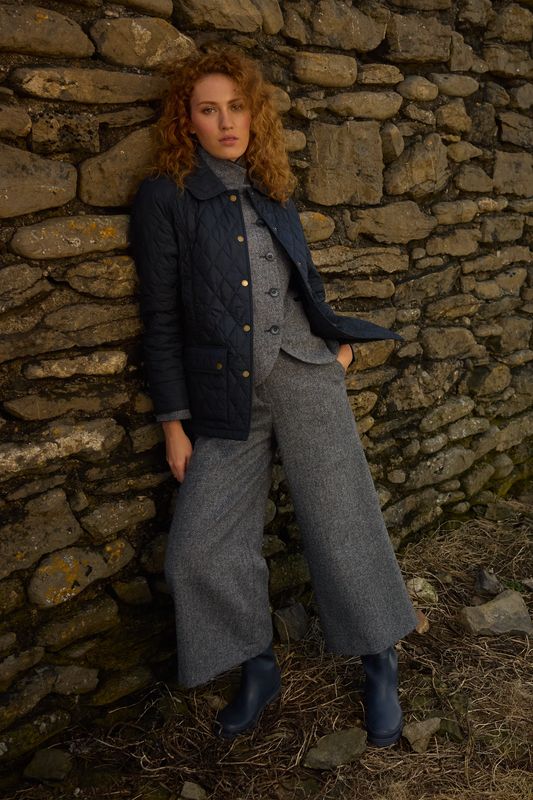 Enya Tweed Culottes - Denim Herringbone