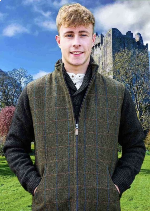 James Tweed Body Warmer - Olive Over Check