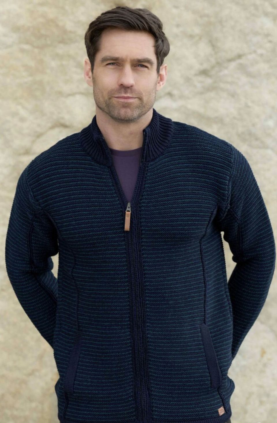 Striped Zipper Cardigan - Sherwood Mix