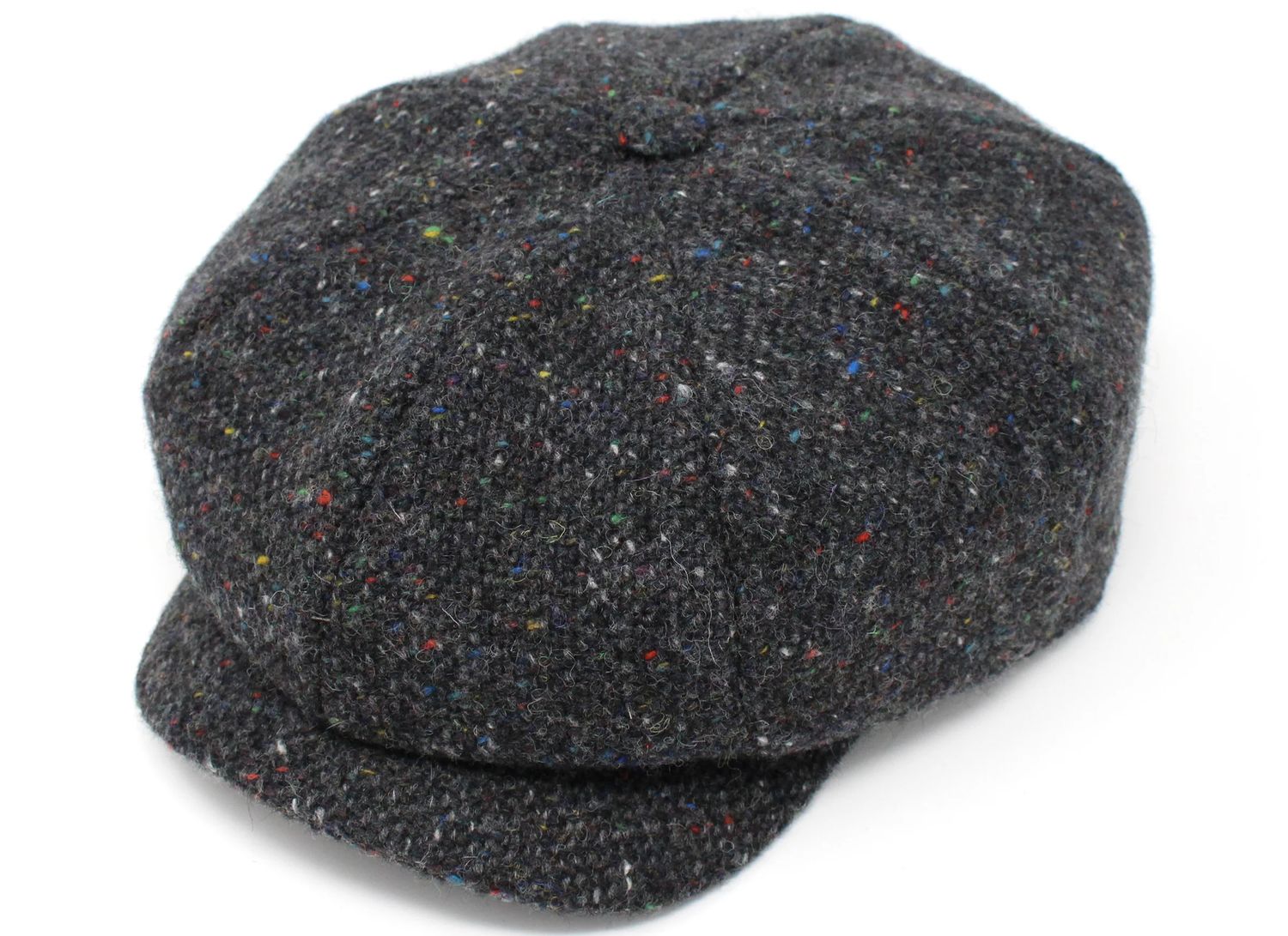 JP Tweed Cap - Dark Grey Charcoal Fleck Salt &amp; Pepper