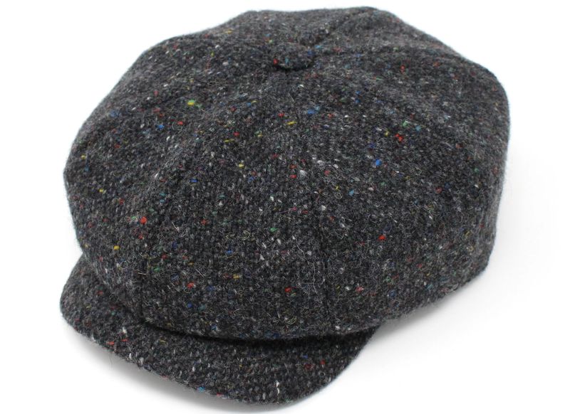 JP Tweed Cap - Dark Grey Charcoal Fleck Salt &amp; Pepper