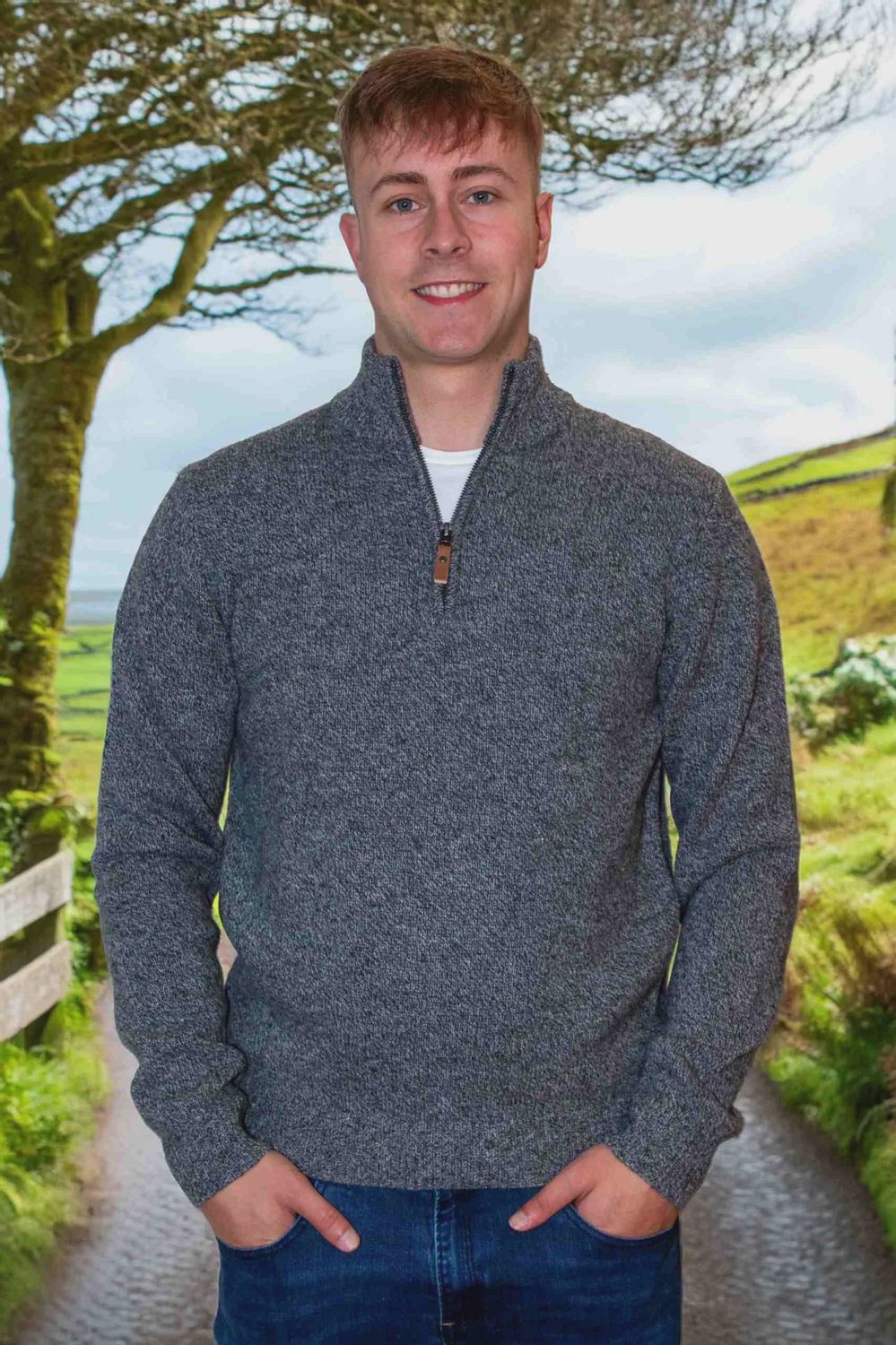 100% Lambswool 1/4 Zip -  Pepper Marl
