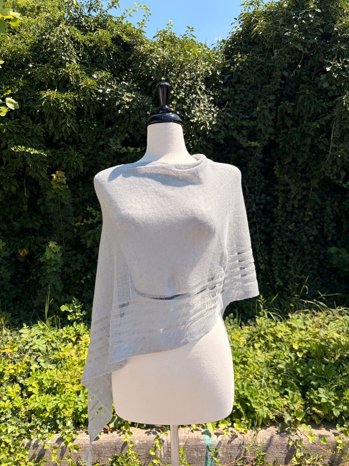 100% Linen Poncho - Mid Grey