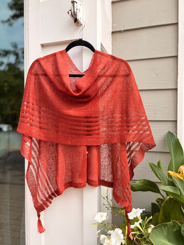 100% Linen Poncho - Cinnamon