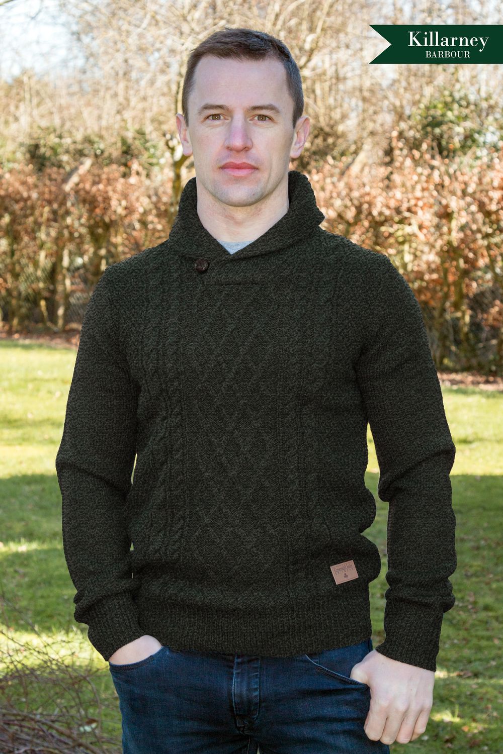 Killarney Shawl Neck - Dark Green, Colour: SMALL