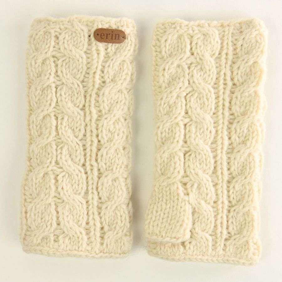 Aran Cable Handwarmer, Colour: White