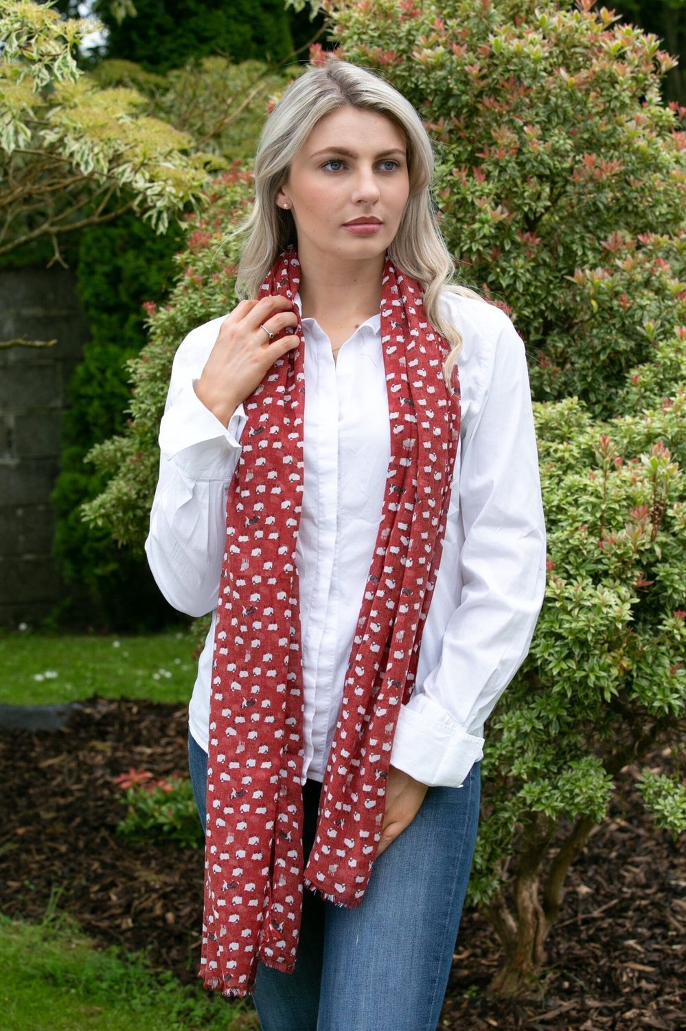 Mini Sheep &amp; Dog Scarf - Red