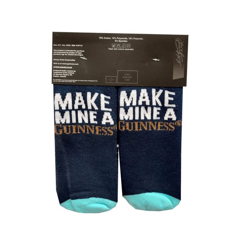 Guinness - Navy &amp; Turquoise Make Mine a Guinness Socks