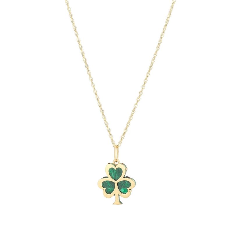 10K Gold Malachite Shamrock Necklace