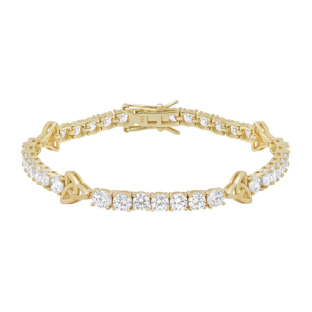 Gold Plated Trinity Link Bracelet with CZ