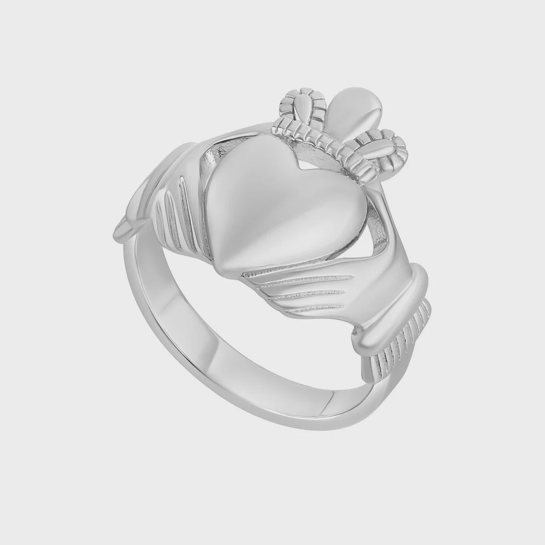 Very Large Heart Claddagh Ring - Sterling Silver