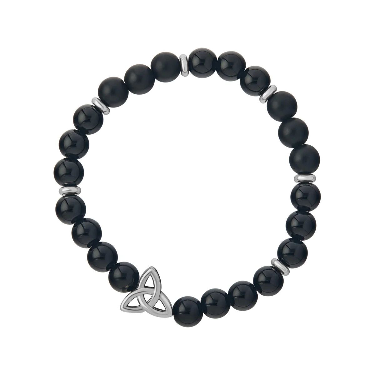Rhodium Plated Trinity Beaded Bracelet - Men’s
