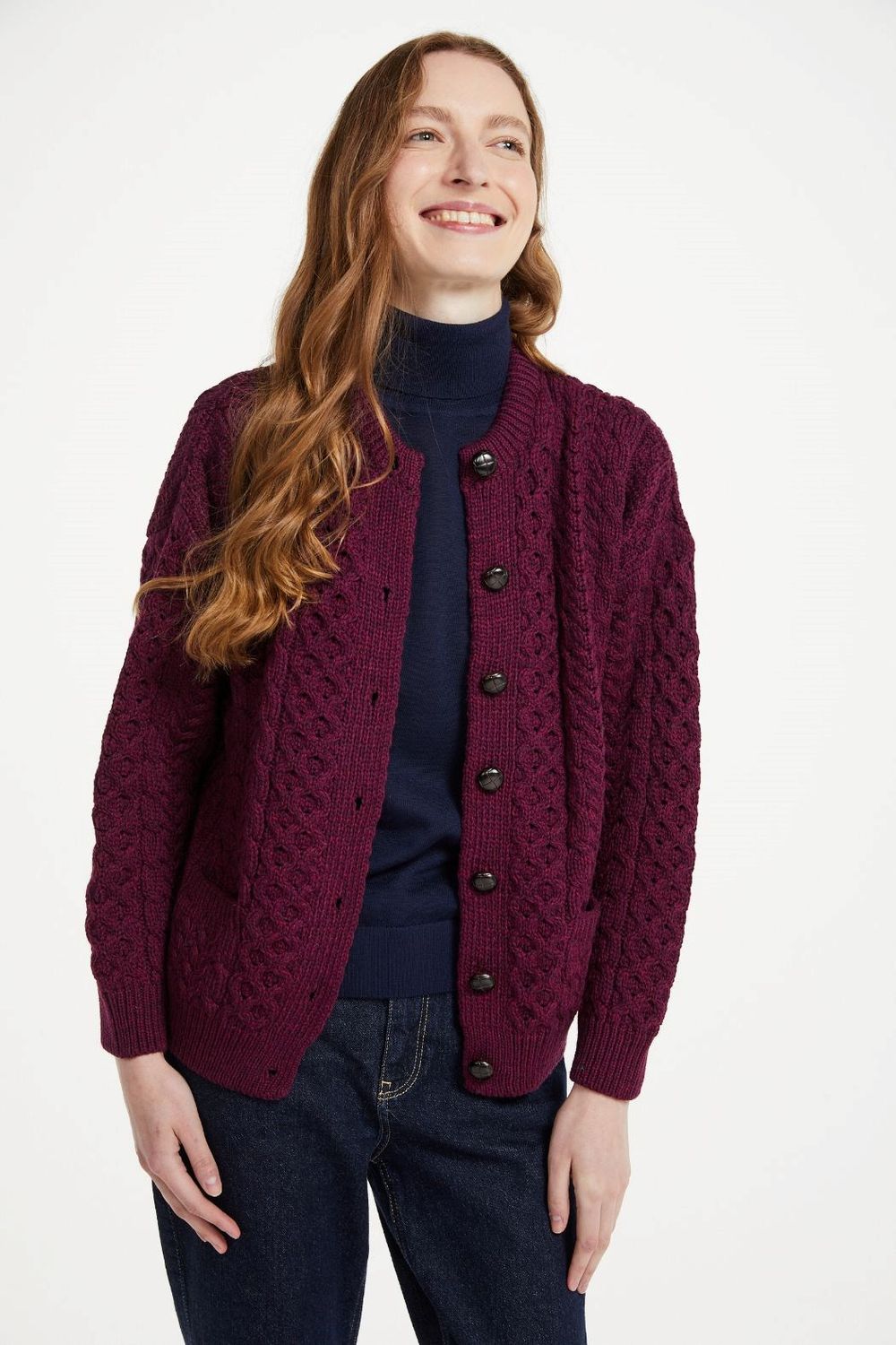 Merino Aran Lumber Cardigan with Pockets