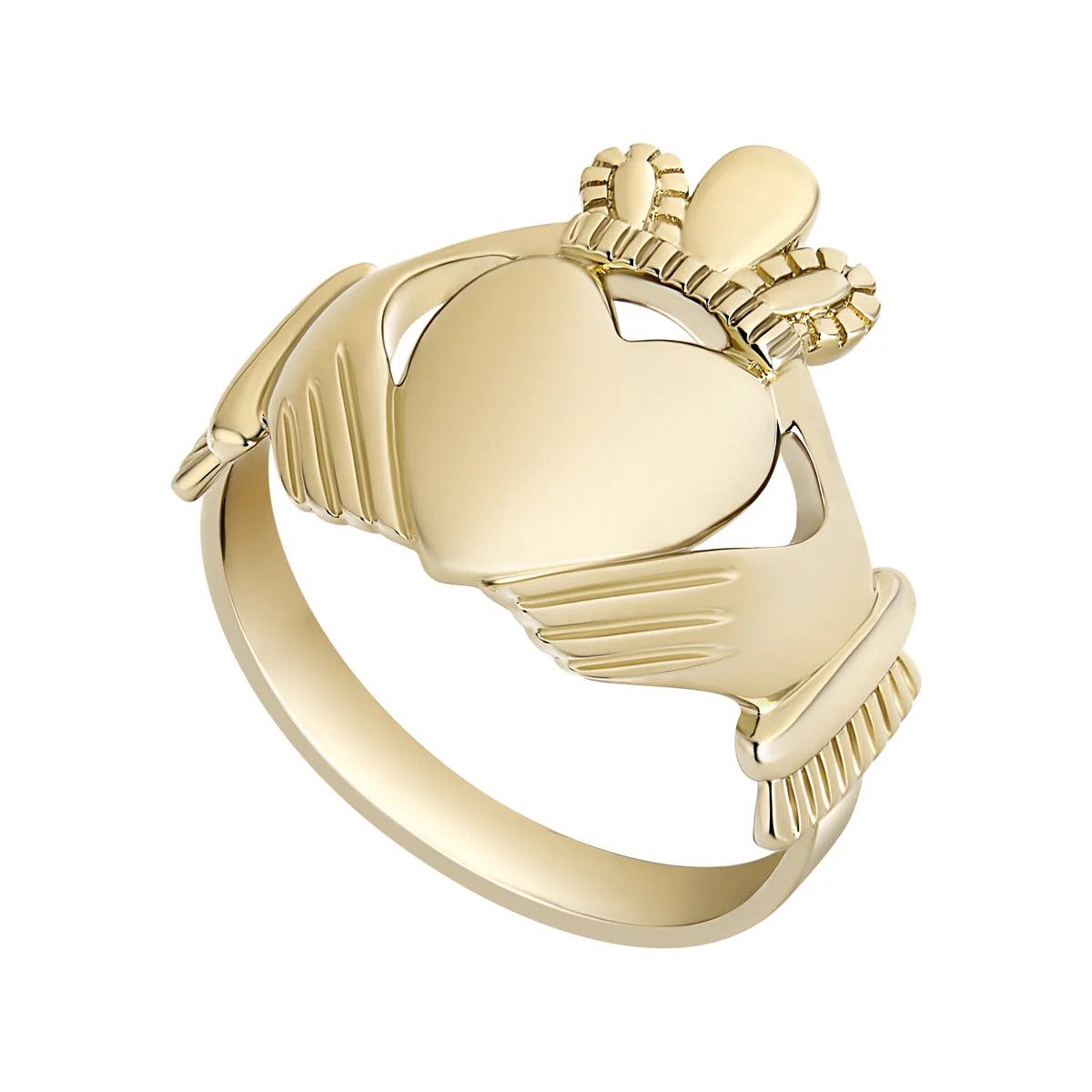 Large Style Mens 10K Claddagh Ring