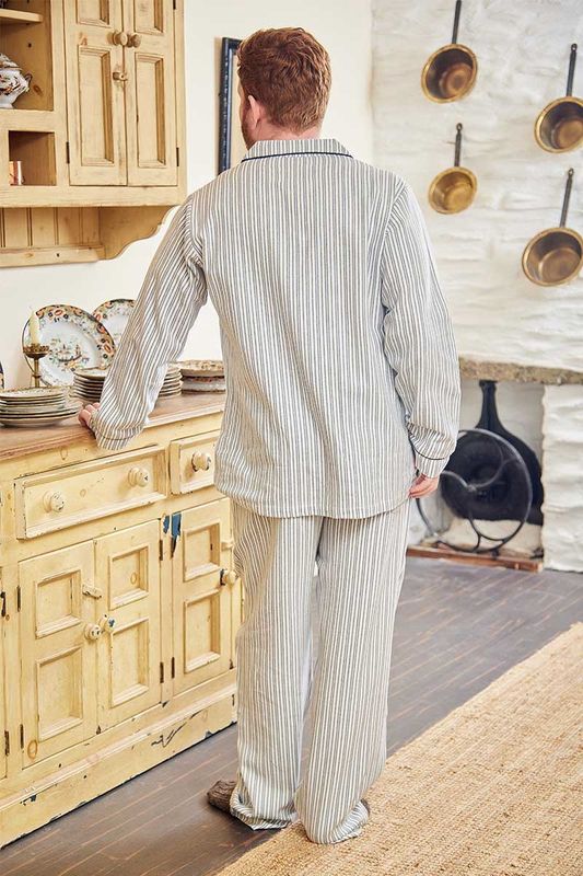 Flannel Pyjamas Set - Top &amp; Bottom - Blue Stripe