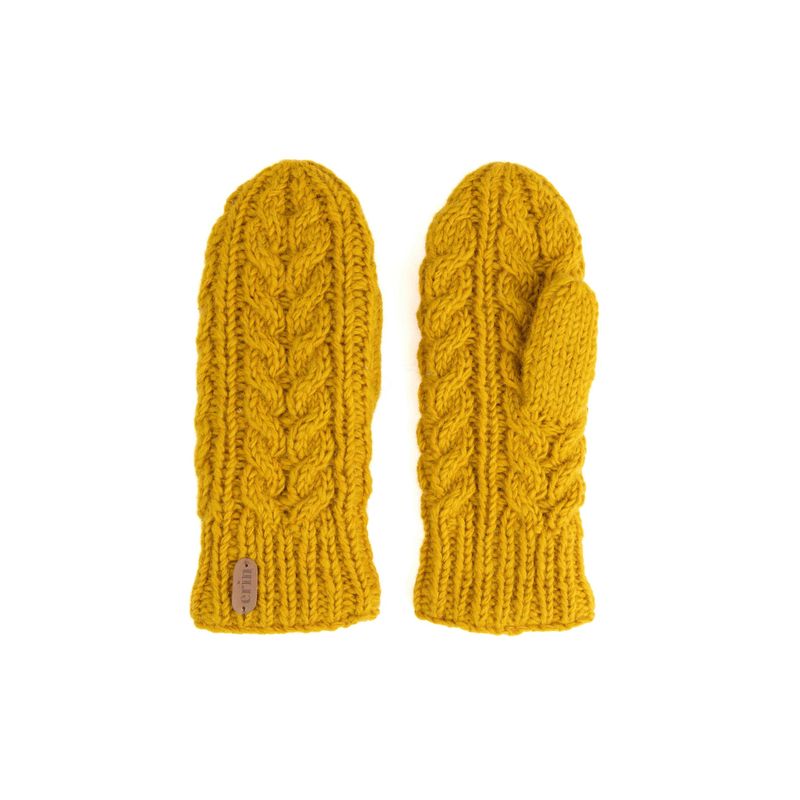 Aran Cable Mittens - Mustard