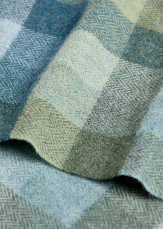 Foxford Lambswool Scarf - Damask/Green/Turq Check