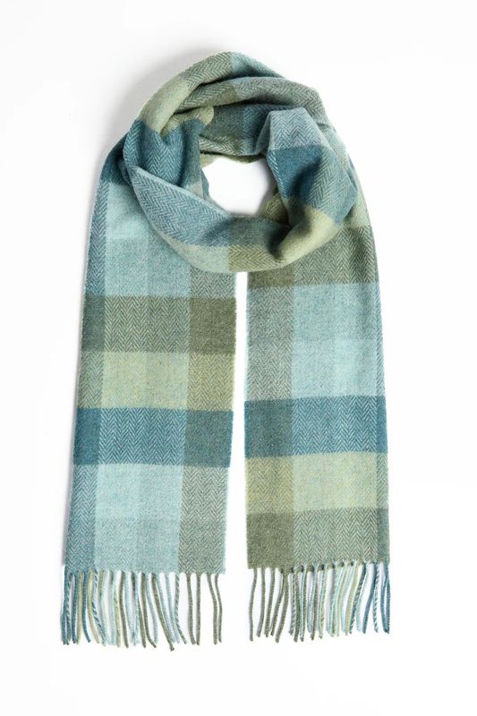 Lambswool Scarf - Green/Blue Check