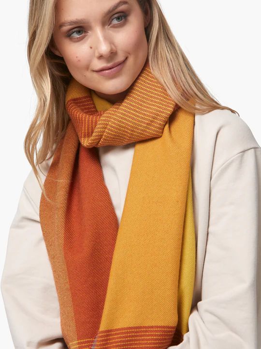 Merino Wool - Giant Scarf - Mustard Block